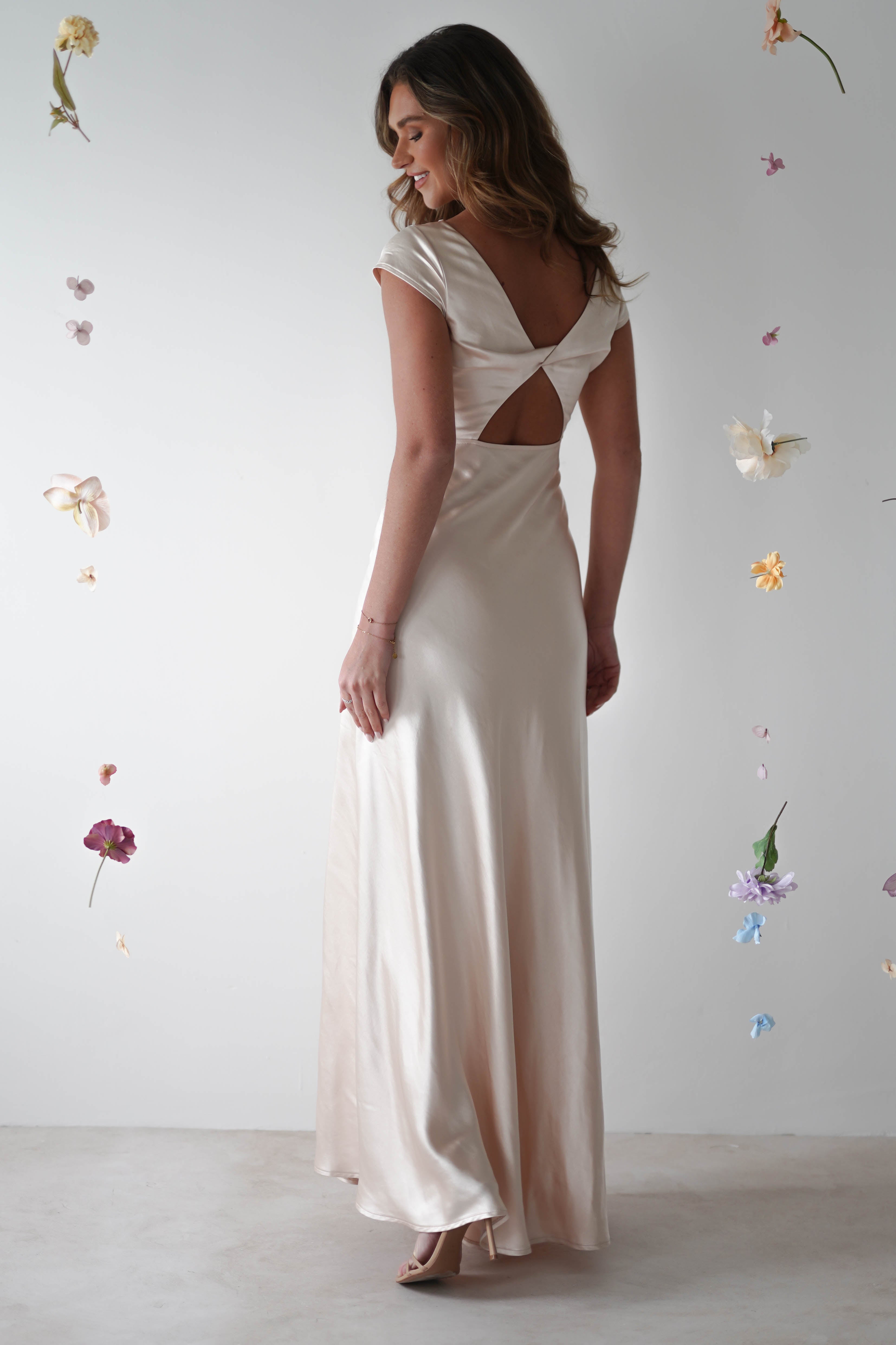 Ramona Soft Satin Maxi Dress | Champagne | Graduation | Bride To Be Hen Dress | Oh Hello Clothing