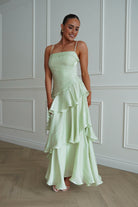Oh Hello Clothing Women > Clothing > Dresses *DONE - Renee Luminescent Ruffle Maxi Dress | Pistachio
