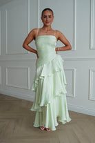 Oh Hello Clothing Women > Clothing > Dresses *DONE - Renee Luminescent Ruffle Maxi Dress | Pistachio