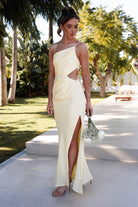 Lyra Soft Matte Satin Maxi Dress Yellow | Wedding Guest Dress | Maxi | Satin | Oh Hello Clothing