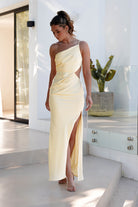Lyra Soft Matte Satin Maxi Dress Yellow | Wedding Guest Dress | Maxi | Satin | Oh Hello Clothing