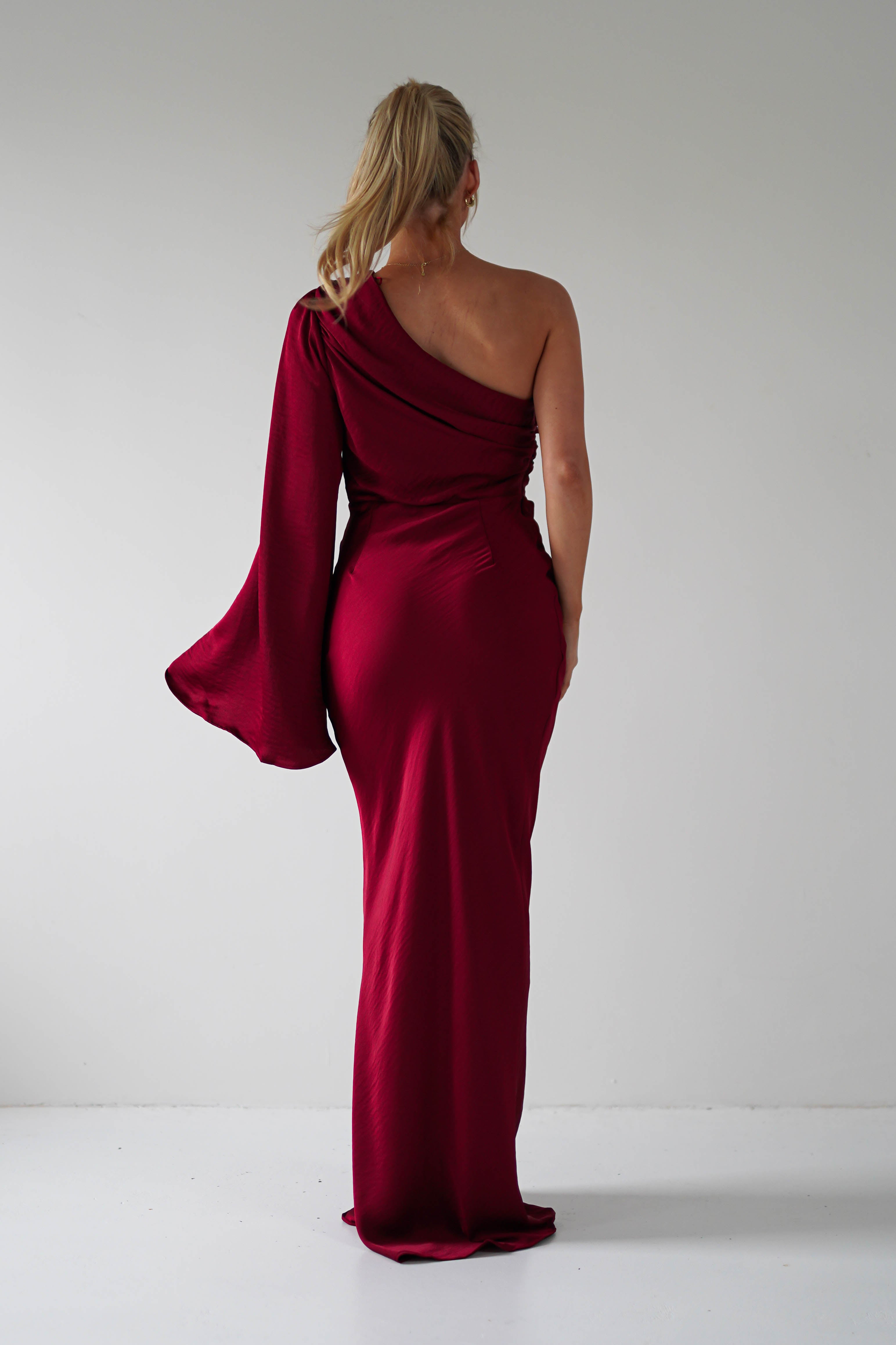 Elegance Silky Maxi Dress Wine | Wedding Guest Dress | Maxi | Oh Hello Clothing