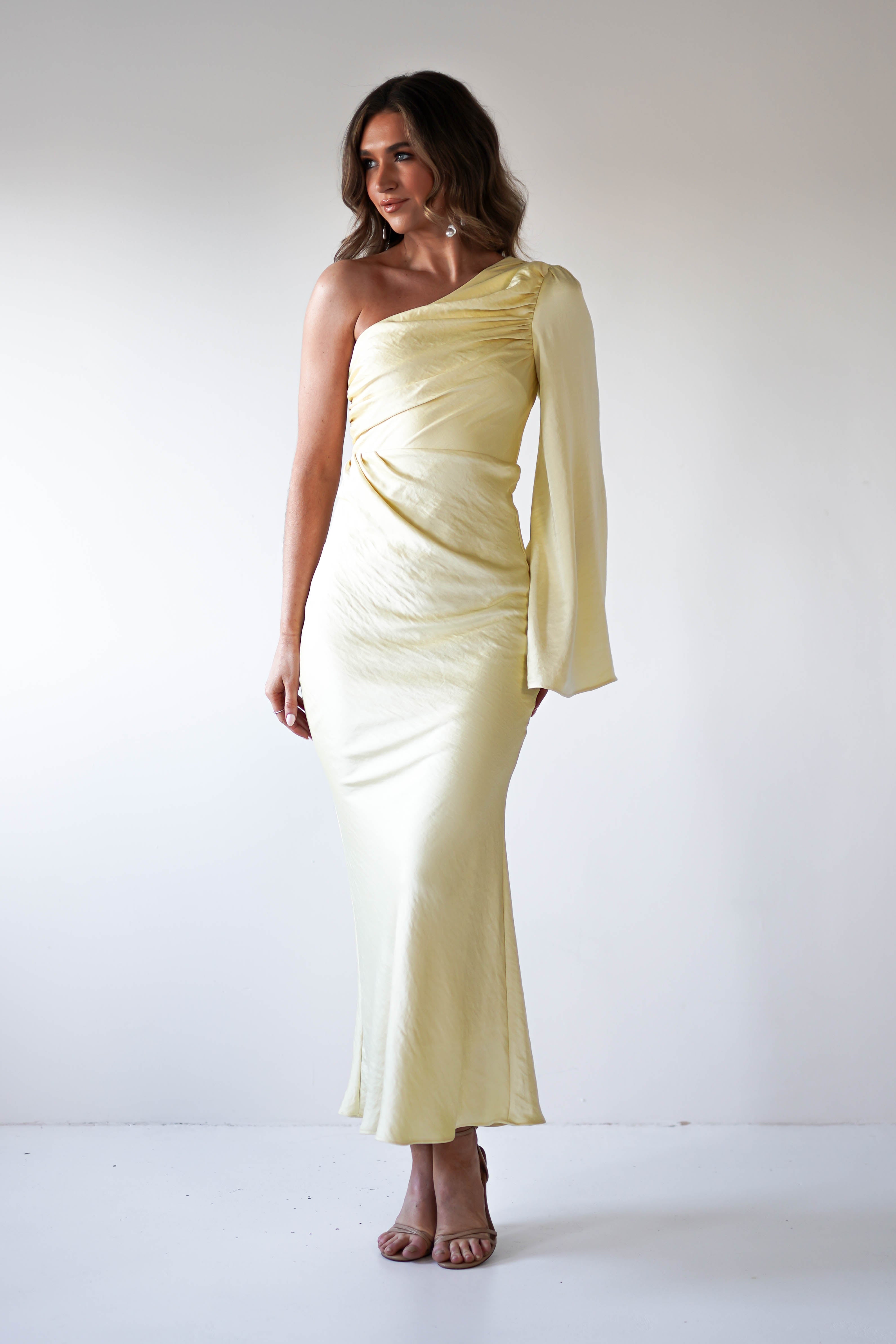Sylvana Silky Maxi Dress Yellow | Wedding Guest Dress | Maxi | Oh Hello Clothing