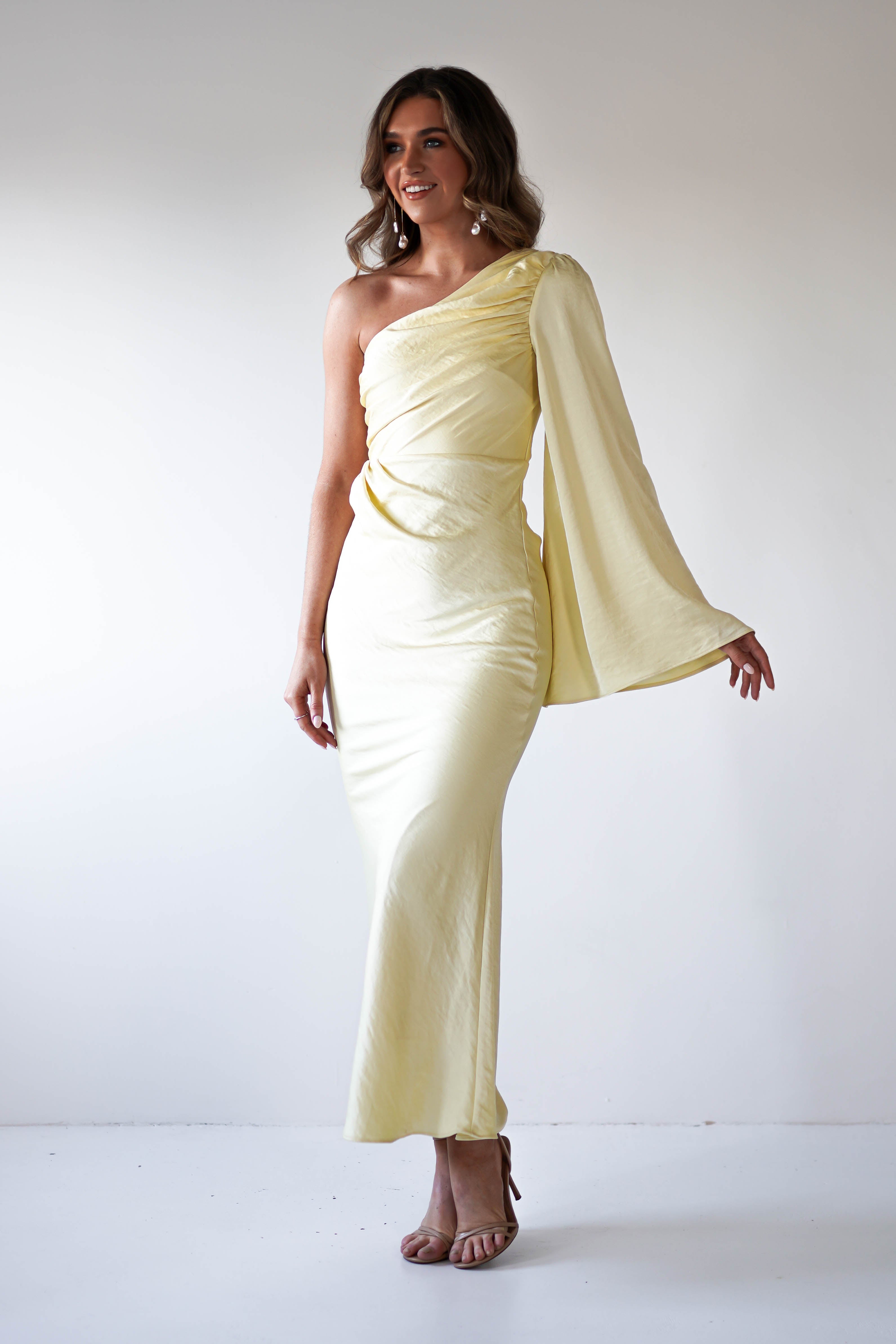 Sylvana Silky Maxi Dress Yellow | Wedding Guest Dress | Maxi | Oh Hello Clothing