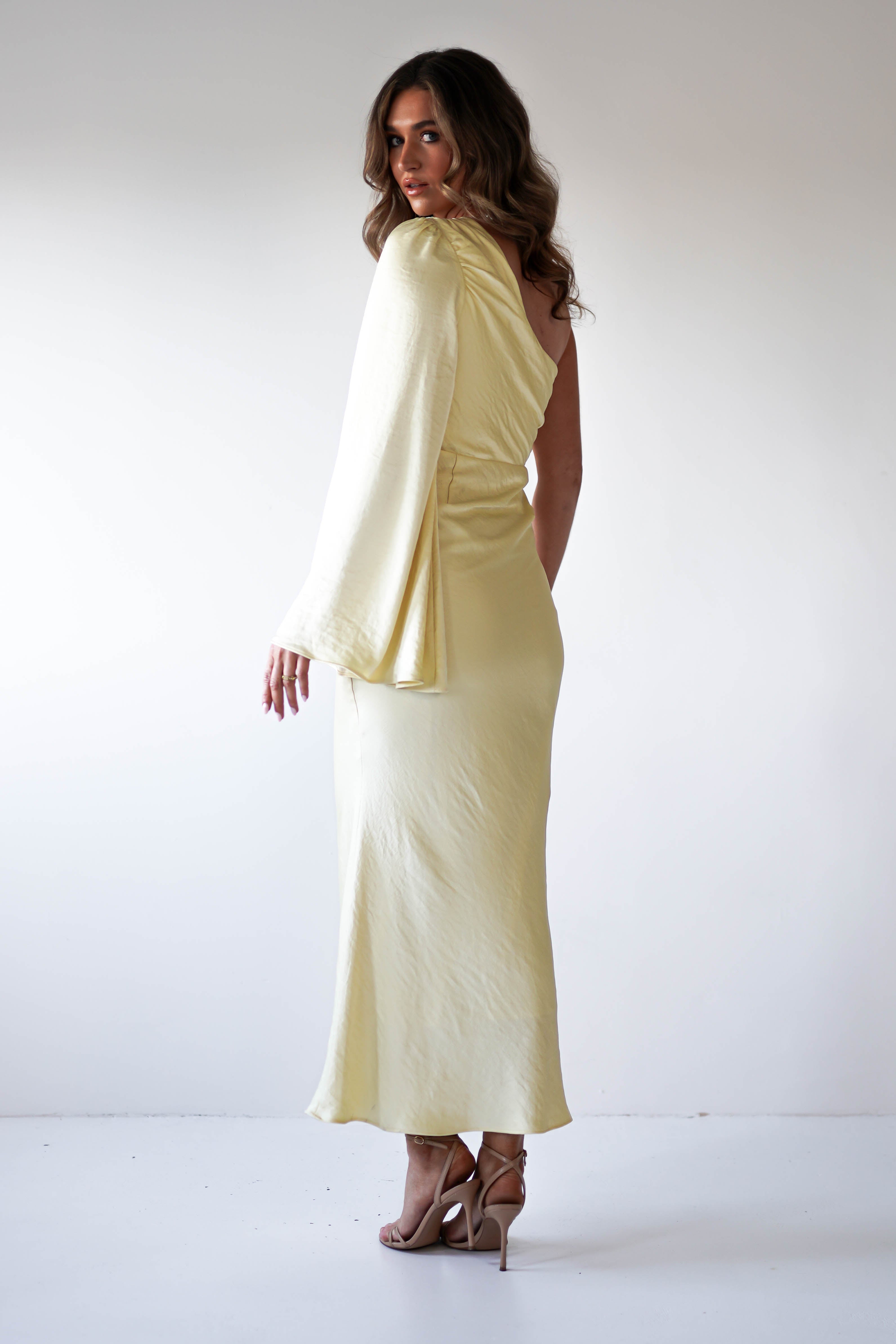 Sylvana Silky Maxi Dress Yellow | Wedding Guest Dress | Maxi | Oh Hello Clothing