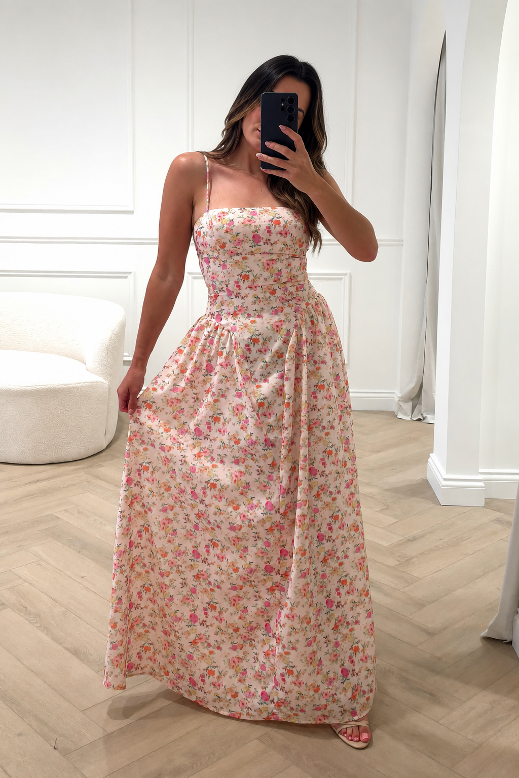 Oh Hello Clothing Dresses > Prom Dresses Elodie Floral Print Maxi Dress | Pink