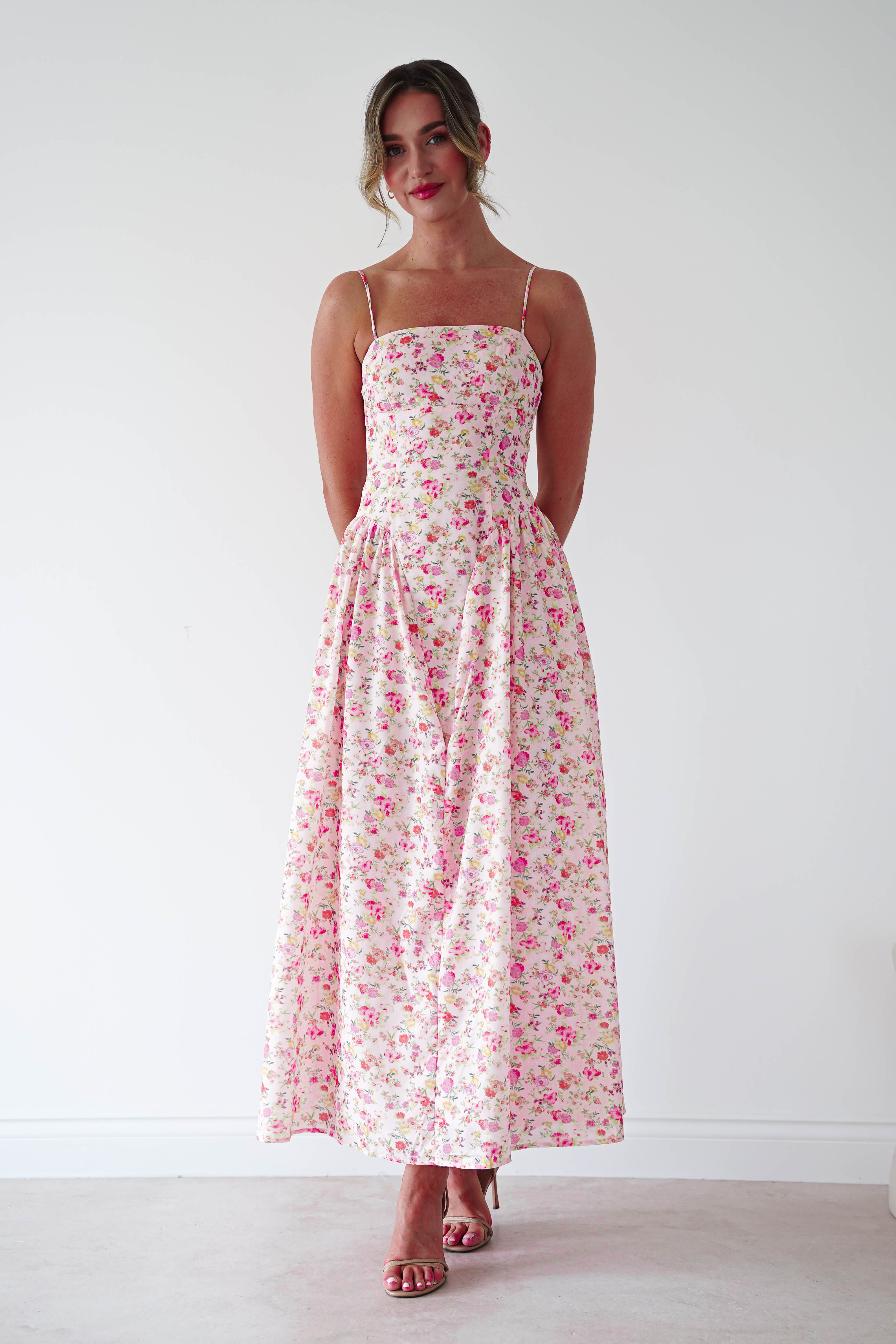 Oh Hello Clothing Dresses > Prom Dresses Elodie Floral Print Maxi Dress | Pink