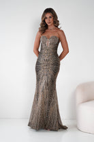 Oh Hello Clothing Dresses Elyse Glitter Strapless Gown | Black/Gold