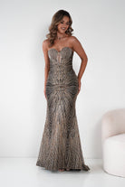 Oh Hello Clothing Dresses Elyse Glitter Strapless Gown | Black/Gold