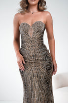 Oh Hello Clothing Dresses Elyse Glitter Strapless Gown | Black/Gold