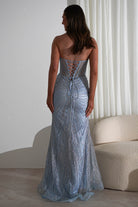 Elyse Glitter Strapless Gown | Light Blue/Silver | Debs & Prom | Formal Gown | Oh Hello Clothing