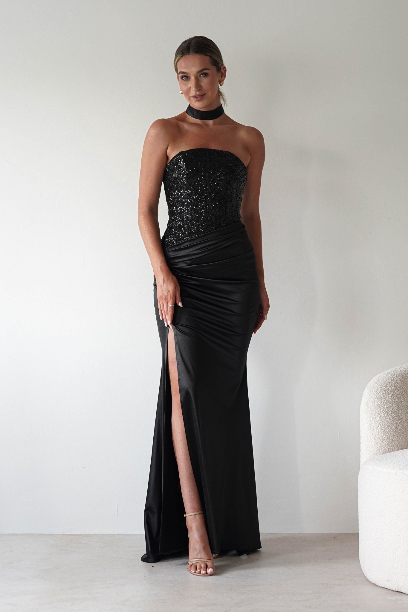Elysia Sequin Embellished Bodice Gown | Black | Debs & Prom | Formal Gown | Oh Hello Clothing