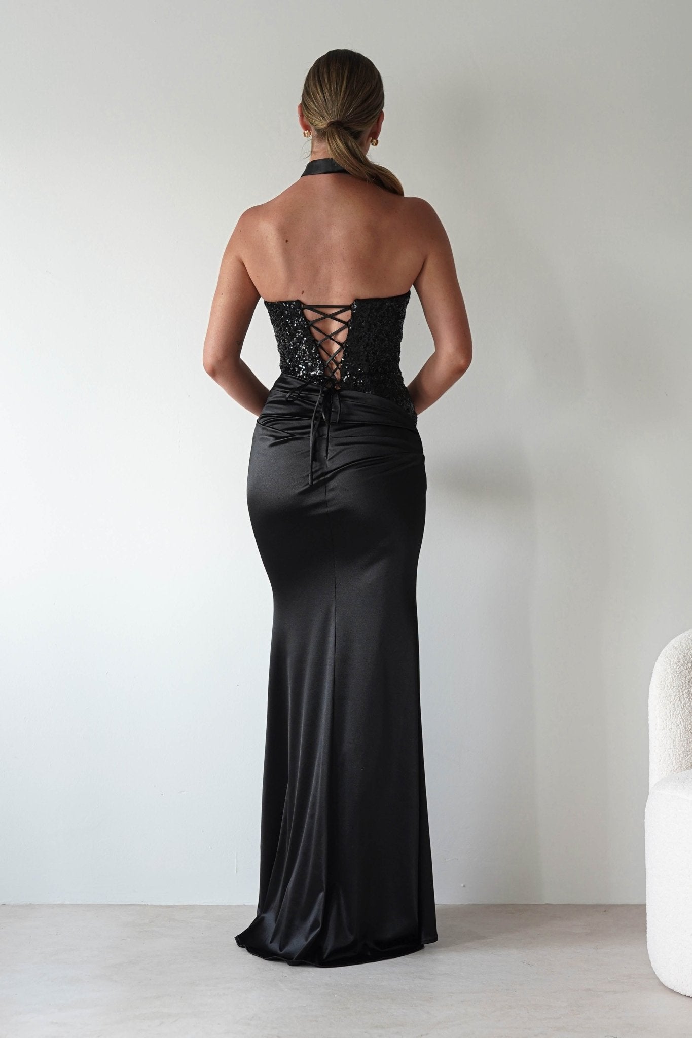 Elysia Sequin Embellished Bodice Gown | Black | Debs & Prom | Formal Gown | Oh Hello Clothing
