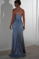 Ember Bodycon Sequin Gown | Slate Blue | Debs & Prom | Formal Gown | Oh Hello Clothing