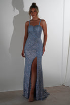 Ember Bodycon Sequin Gown | Slate Blue | Debs & Prom | Formal Gown | Oh Hello Clothing