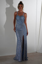 Ember Bodycon Sequin Gown | Slate Blue | Debs & Prom | Formal Gown | Oh Hello Clothing
