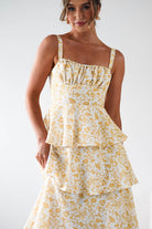 Emily Floral Ruffle Maxi Dress Yellow Print | Wedding Guest Dress | Maxi | Oh Hello Clothing