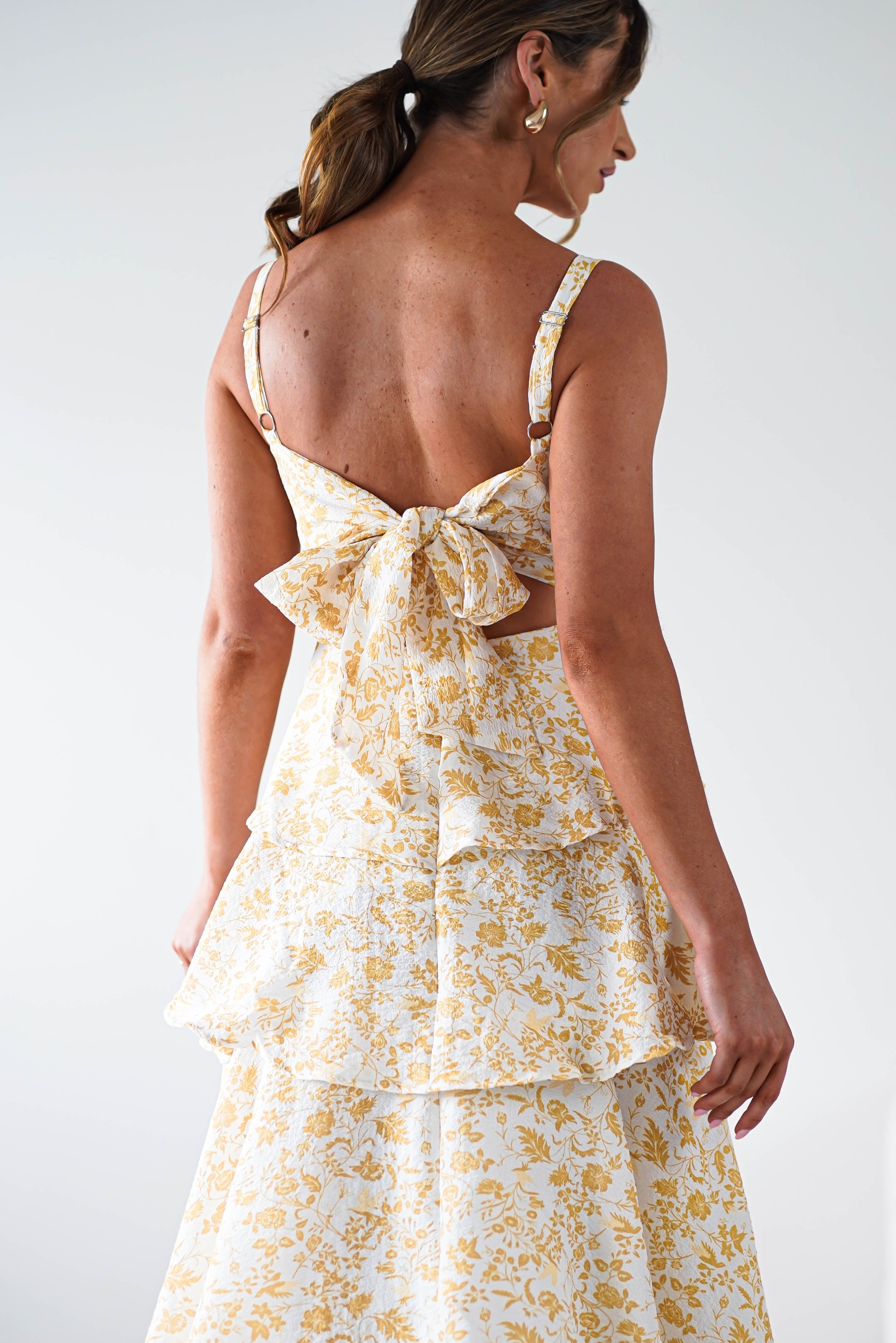 Emily Floral Ruffle Maxi Dress Yellow Print | Wedding Guest Dress | Maxi | Oh Hello Clothing