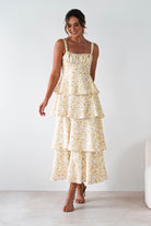 Emily Floral Ruffle Maxi Dress Yellow Print | Wedding Guest Dress | Maxi | Oh Hello Clothing