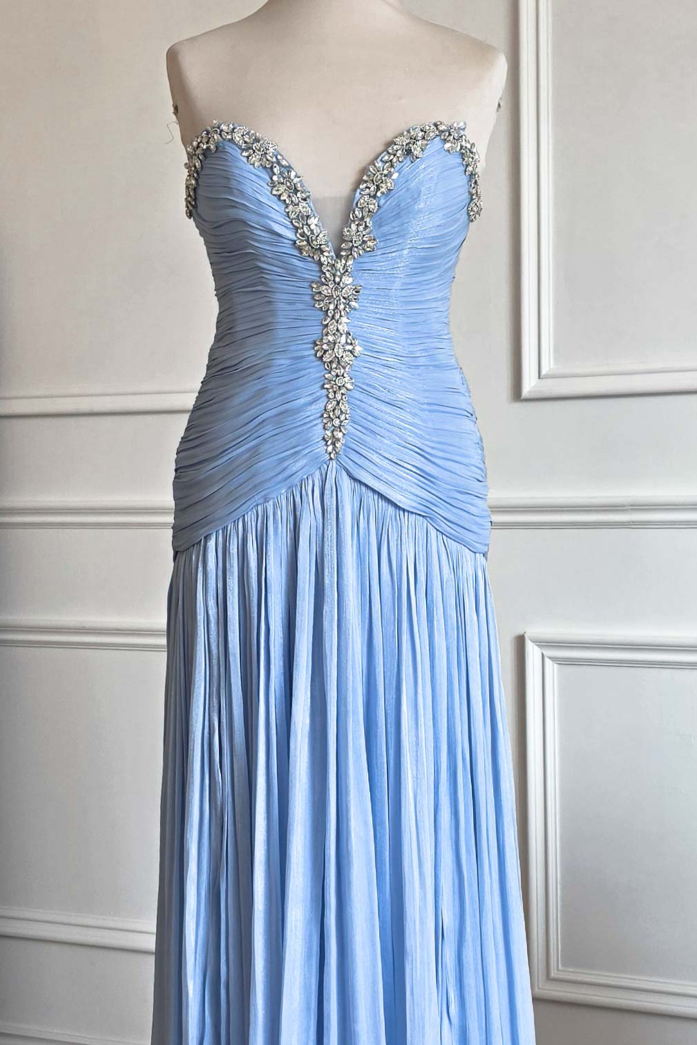 Oh Hello Clothing Dresses > Prom Dresses Estella Diamante Trim Ruched Maxi Gown | Blue