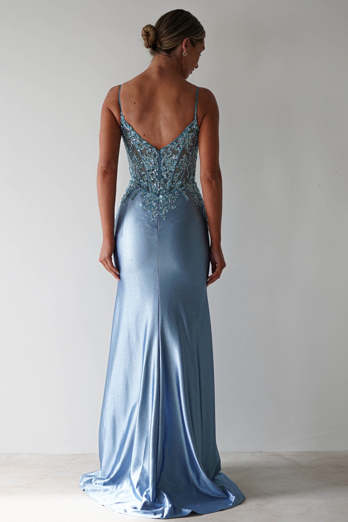 Eternity Glitter Bodycon Gown | Dusty Blue | Debs & Prom | Formal Gown | Oh Hello Clothing