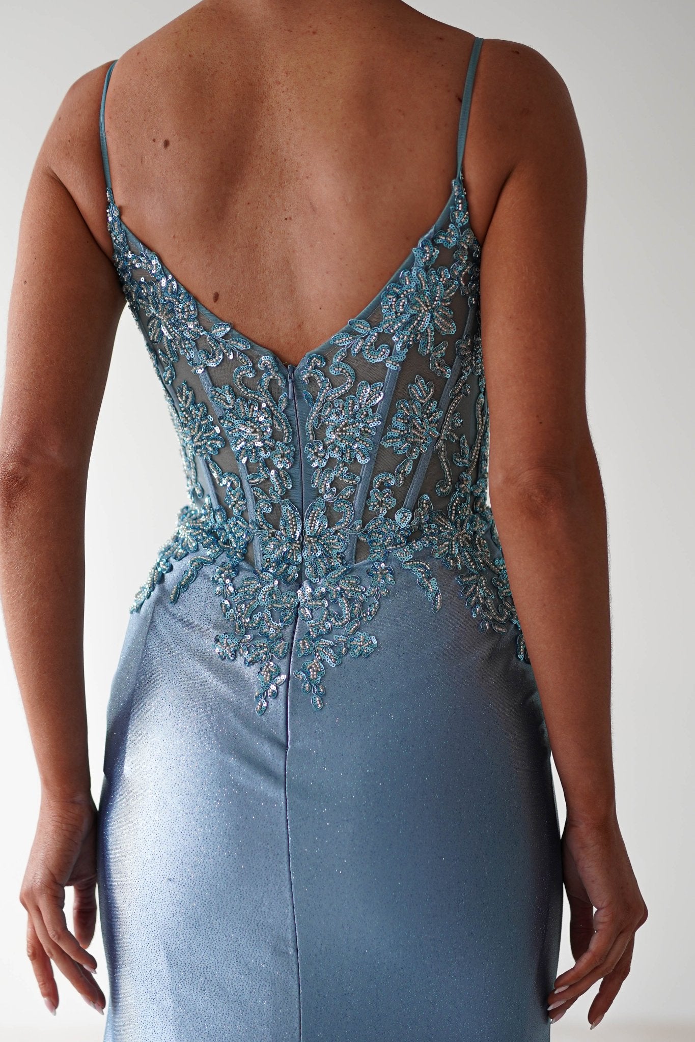 Eternity Glitter Bodycon Gown | Dusty Blue | Debs & Prom | Formal Gown | Oh Hello Clothing