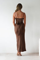 Everleigh Soft Satin Midaxi Dress Brown | Wedding Guest Dress | Satin | Oh Hello Clothing