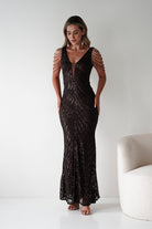 Fayette Embellished Sequin Gown | Brown | Debs & Prom | Oh Hello Clothing