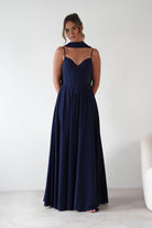 Felicity Lace Up Corset Maxi Dress Navy | Wedding Guest Dress | Corset Bodice | Maxi | Oh Hello Clothing
