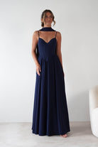 Felicity Lace Up Corset Maxi Dress Navy | Wedding Guest Dress | Corset Bodice | Maxi | Oh Hello Clothing