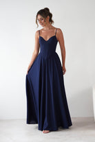 Felicity Lace Up Corset Maxi Dress Navy | Wedding Guest Dress | Corset Bodice | Maxi | Oh Hello Clothing