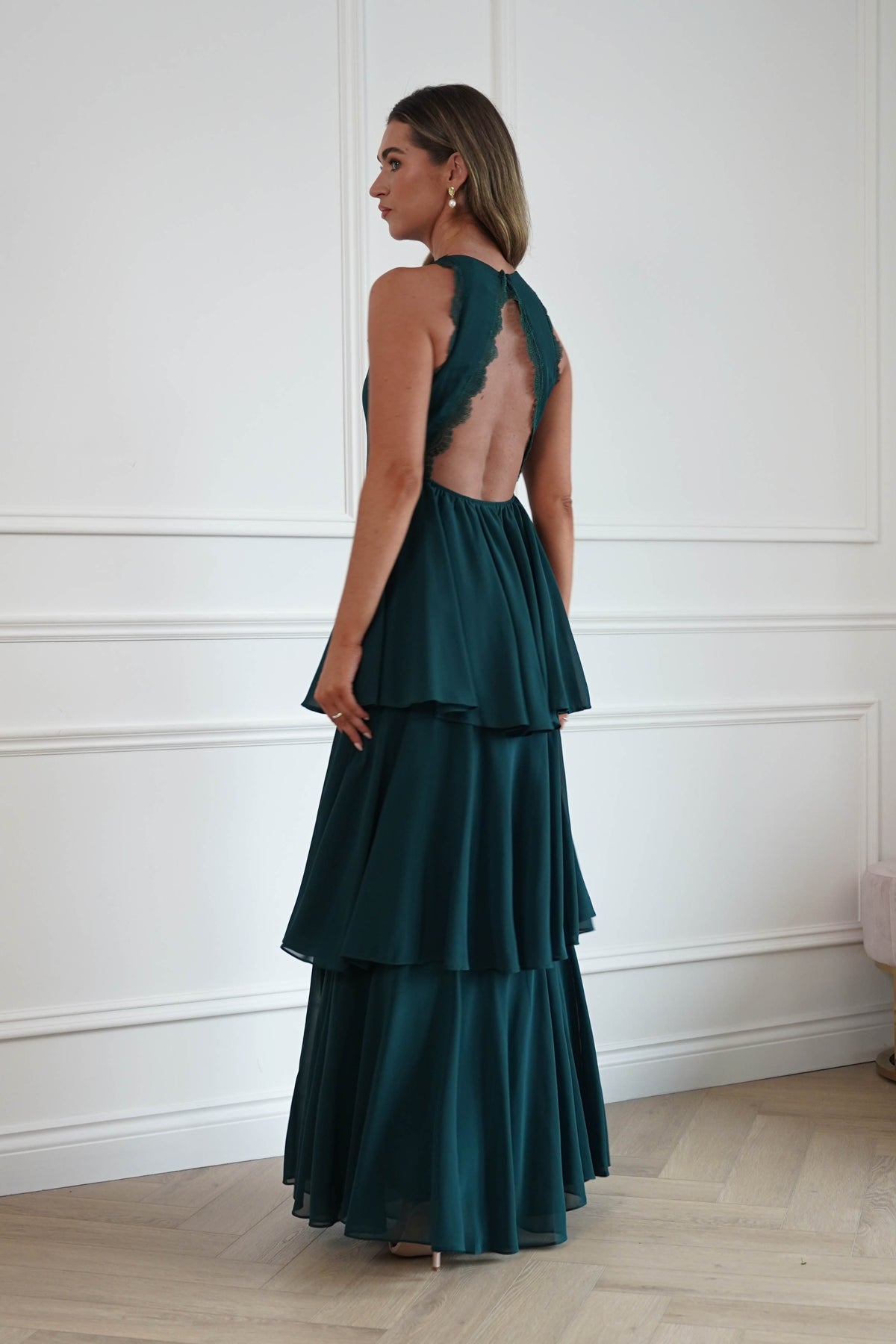 Oh Hello Clothing Women > Clothing > Dresses Ferne Lace Detail Tiered Maxi Dress | Green