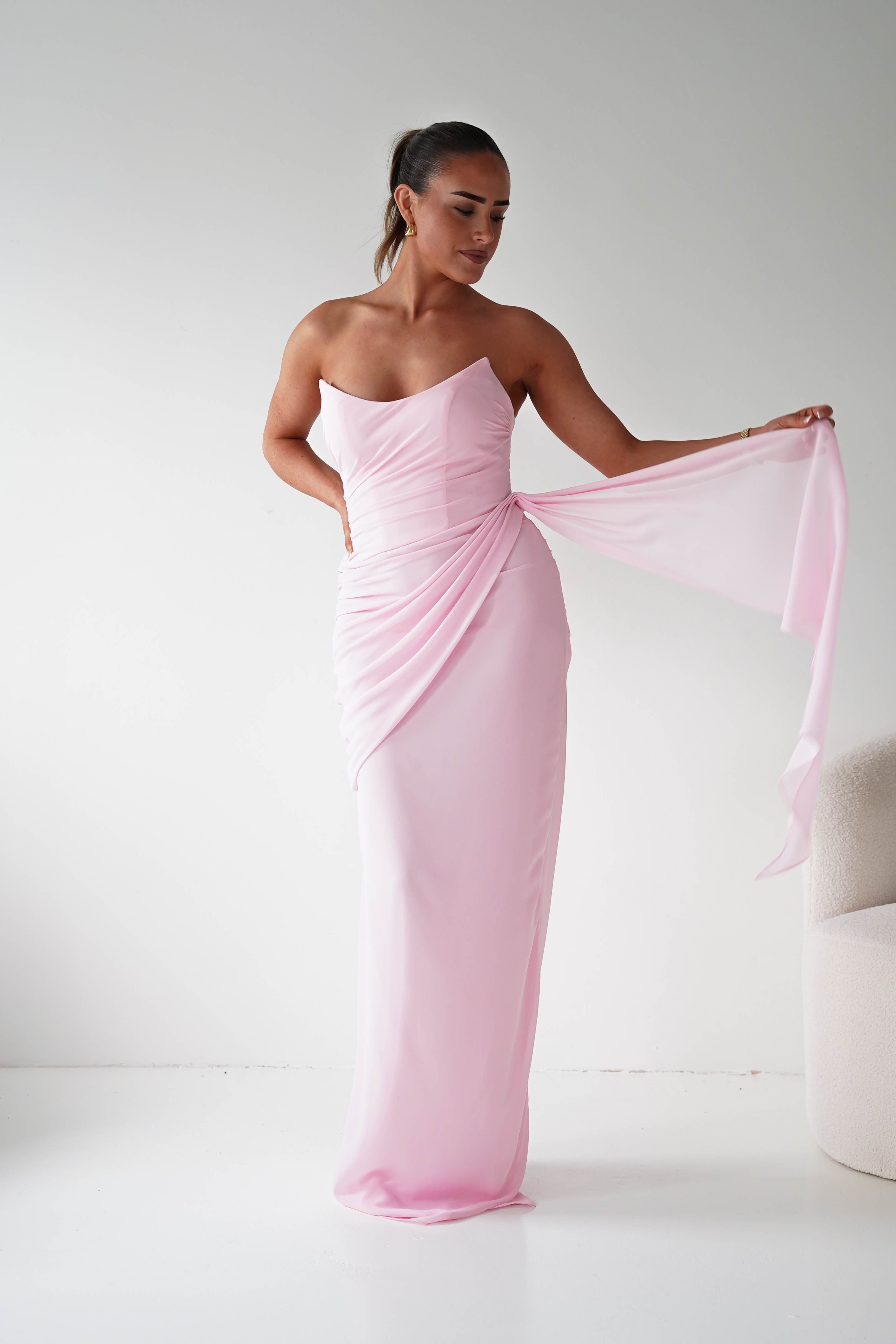 Oh Hello Clothing Women > Clothing > Dresses Finn Strapless Draped Maxi Dress | Pink