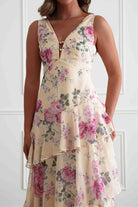Oh Hello Clothing Women > Clothing > Dresses Flora Tiered Floral Print Maxi Dress | Yellow