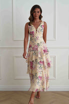 Oh Hello Clothing Women > Clothing > Dresses Flora Tiered Floral Print Maxi Dress | Yellow