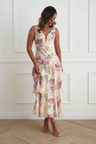 Oh Hello Clothing Women > Clothing > Dresses Flora Tiered Floral Print Maxi Dress | Yellow