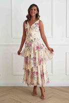 Oh Hello Clothing Women > Clothing > Dresses Flora Tiered Floral Print Maxi Dress | Yellow