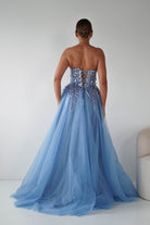 Oh Hello Clothing Women > Clothing > Dresses Francesca Strapless Floral Appliqué Ball Gown | Blue