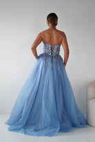 Oh Hello Clothing Women > Clothing > Dresses Francesca Strapless Floral Appliqué Ball Gown | Blue