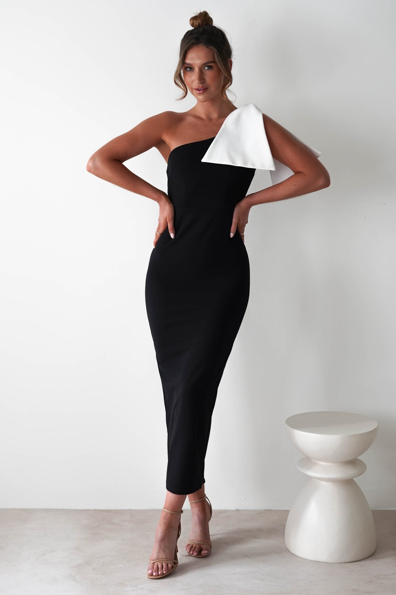 Freyja Bodycon Midi Dress Black | Wedding Guest Dress | Bodycon | Midi | Oh Hello Clothing