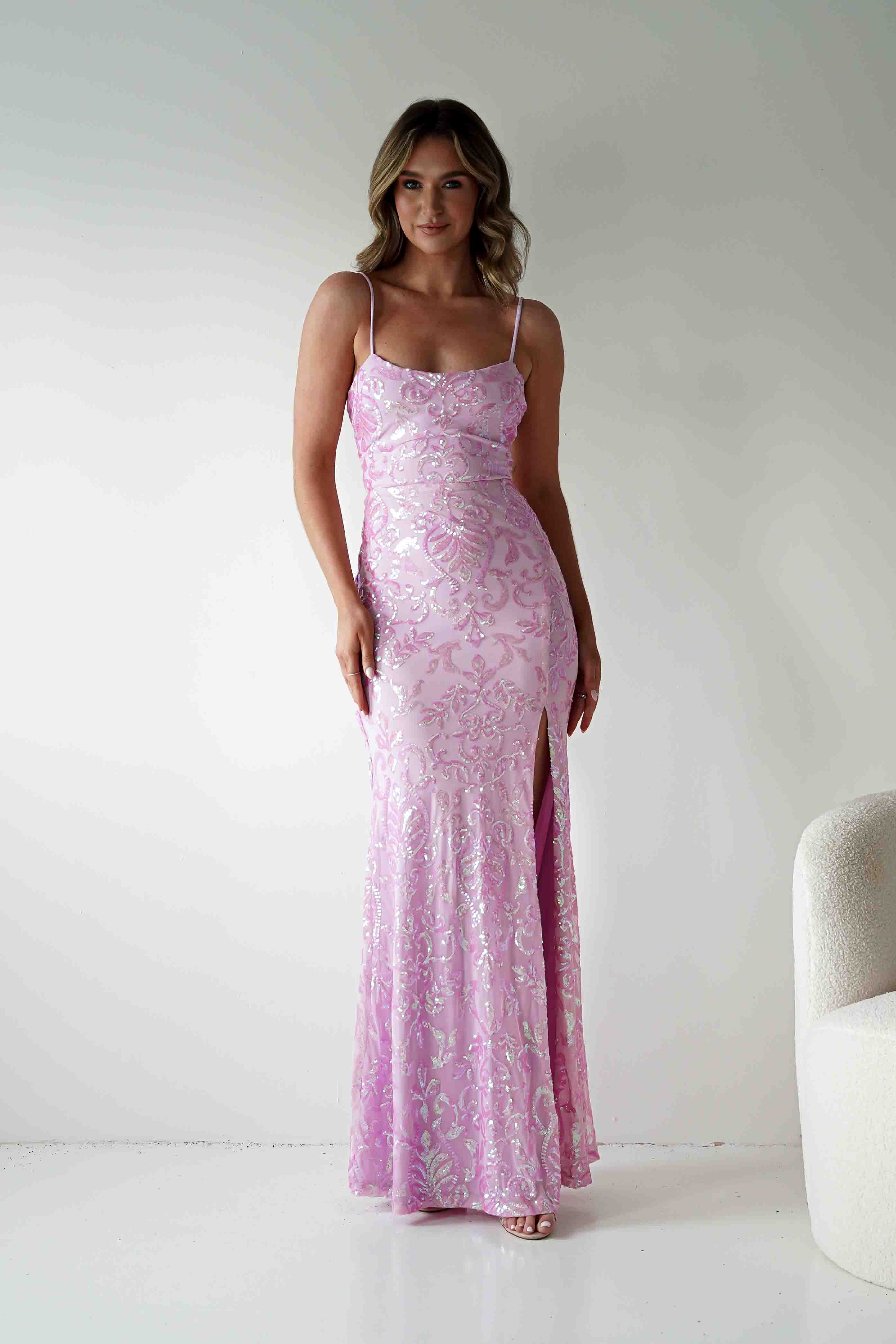 Oh Hello Clothing Dresses > Prom Dresses Gabby Sequin Bodycon Maxi Gown | Pink