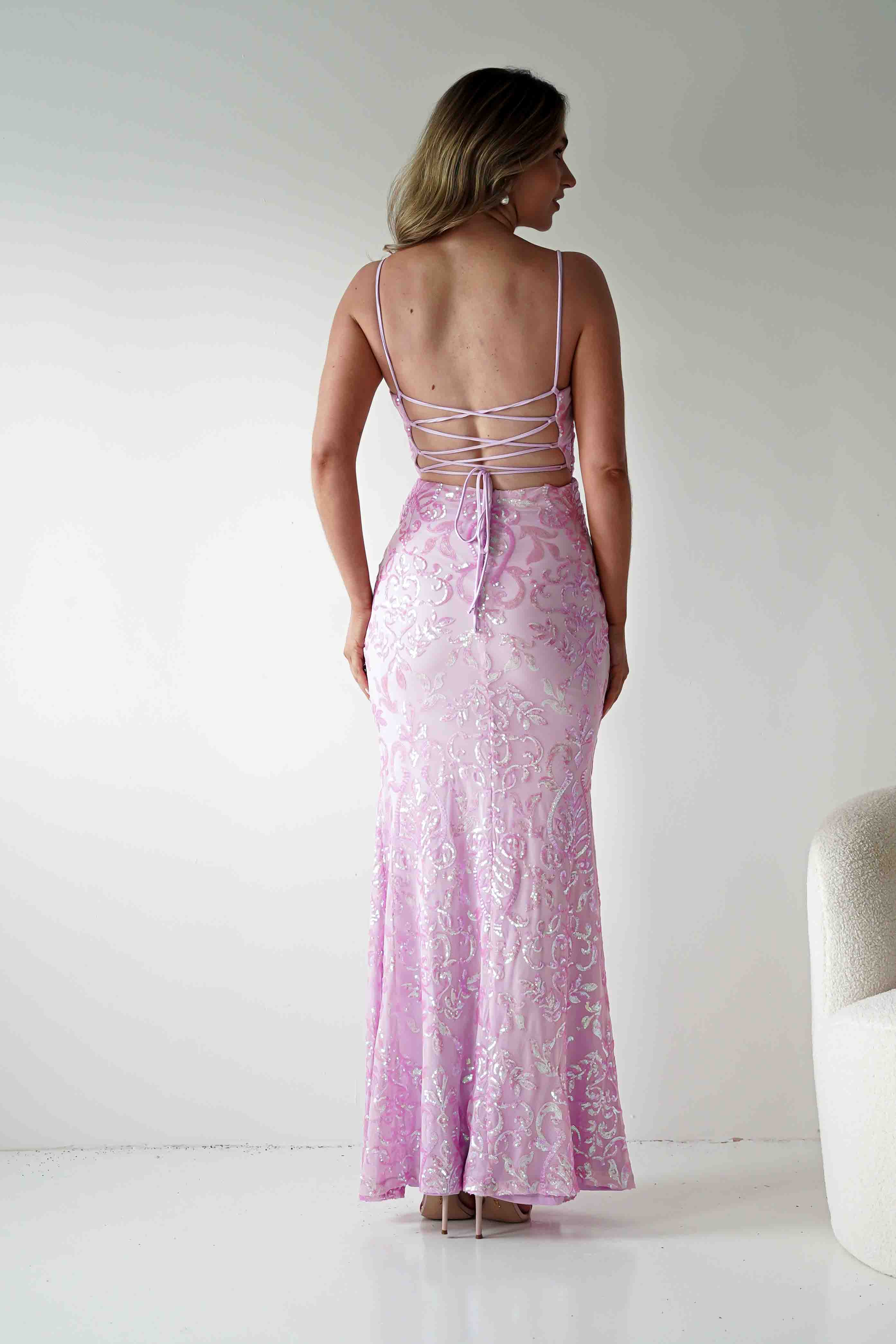 Oh Hello Clothing Dresses > Prom Dresses Gabby Sequin Bodycon Maxi Gown | Pink