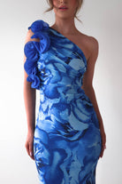 Genie Ruffle Printed Maxi Dress Blue | Wedding Guest Dress | Maxi | Oh Hello Clothing