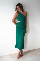 Georgia Mesh Midaxi Dress Forest Green | Wedding Guest Dress | Mesh | Oh Hello Clothing