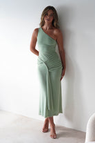 Georgia Mesh Midaxi Dress Sage | Wedding Guest Dress | Mesh | Oh Hello Clothing