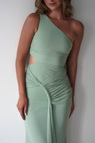 Georgia Mesh Midaxi Dress Sage | Wedding Guest Dress | Mesh | Oh Hello Clothing