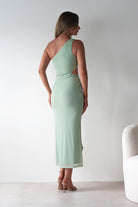 Georgia Mesh Midaxi Dress Sage | Wedding Guest Dress | Mesh | Oh Hello Clothing