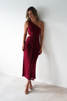 Georgia Mesh Midaxi Dress Wine | Wedding Guest Dress | Mesh | Oh Hello Clothing