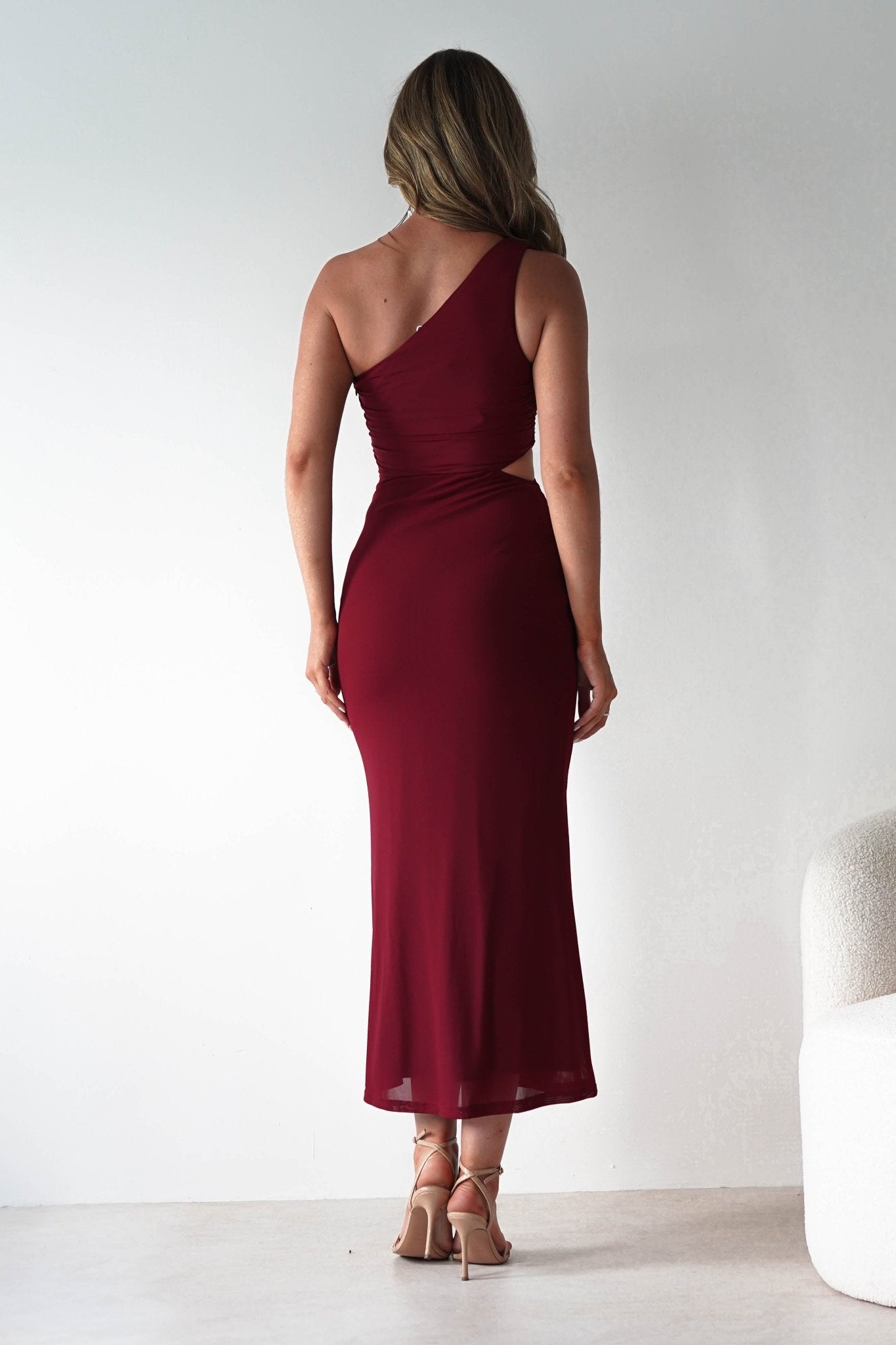 Georgia Mesh Midaxi Dress Wine | Wedding Guest Dress | Mesh | Oh Hello Clothing