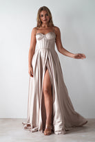 Georgia Soft Satin Maxi Gown | Champange | Debs & Prom | Formal Gown | Oh Hello Clothing